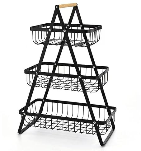 Canastas de frutas para cocinas, cuenco de frutas, frutas y verduras de acero al carbono, cesta de pan, estante desmontable para verduras, adecuado para frutas, verduras y aperitivos en la cocina y la