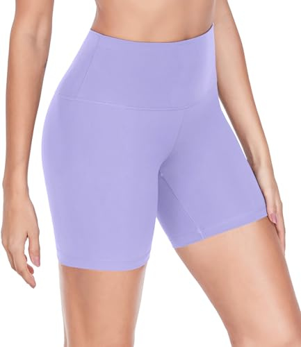 wirarpa Radlerhose Damen High Waist Kurz Leggings Sporthose Blickdicht Shorts Fitness Yoga Hose Hell Lila Größe S