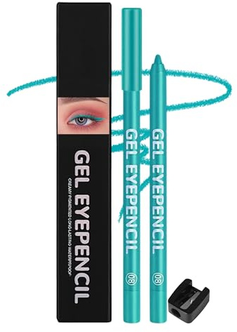 Erinde Cremiger Gel Eyeliner, Hellblau Matt Kajalstift, Wasserfest & Langanhaltend, Wischfest, Hochpigmentiert, Geschmeidiger Auftrag, Mit Inkludiertem Anspitzer, Anspitzbar, Für Empfindliche Augen,08