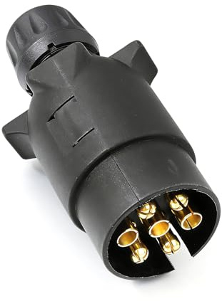 DOETYD 7 pin trailer plug 12V waterproof connector, heavy duty trailer plug adapter for truck, RV, caravan, boat and cars, screw end secure fitting