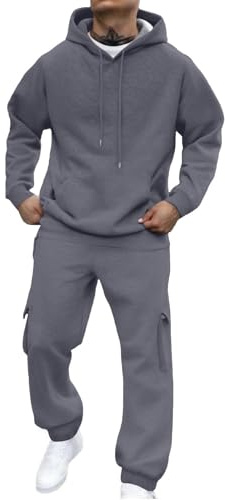 2 Men's Piece Tracksuit Set - Full Zip Warm Fleece Hooded Sweatshirt, Long Sleeve Casual Sports Jacket, Joggers Sweatpants Bottoms with Pockets, Athletic Gym Running Sweatsuit, Fit Track Sportswear