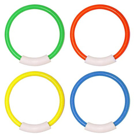Chenxi Studio 4pcs Underwater Pool Diving Toy Set For Kids Adult Colorful Dive Rings Toy For Fun Swimming Training Water Activity Colorful Diving Rings