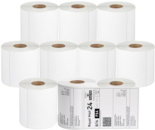 5000 etichette termiche per spedizioni, 100 x 150 mm, 10 rotoli, 500 etichette per rotolo, termiche dirette, compatibili con stampanti Zebra e MUNBYN