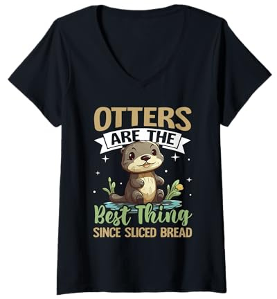 Mujer Las nutrias Son lo Mejor Desde el Pan rebanado Camiseta Cuello V