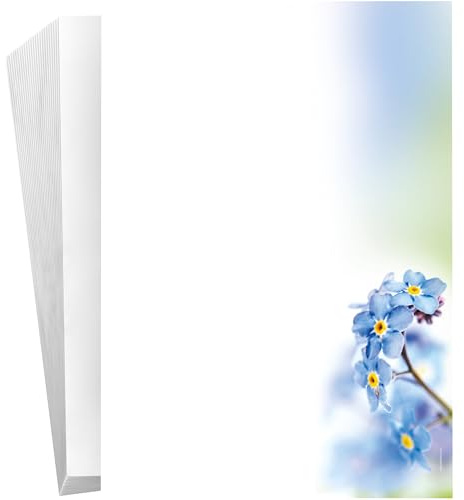 Natur und Blumen Motivpapier Veilchen, 50 Blatt Briefpapier DIN A4, 90g/qm
