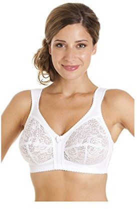 Camille Lace Full Cup Bras for Women – Non-Wired Comfortable Everyday Womens Bras with Elegant Floral Finish 40F White