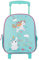 Idena 20069 - Rucksack Trolley mit 2 Glitter Rollen, für Mädchen, türkis mit zauberhaftem Einhorn Motiv, als Handgepäckskoffer, Schultrolley und Kinderrucksack, ca. 31 x 27 x 10 cm