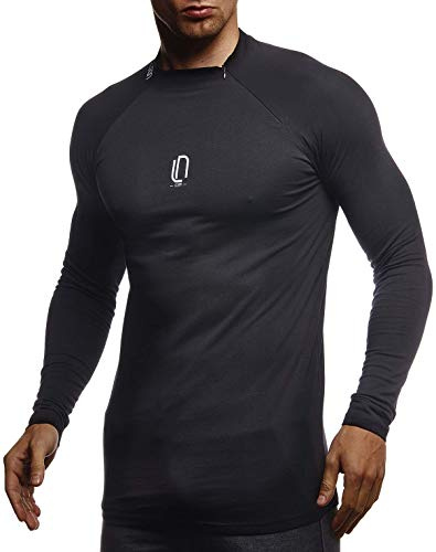 Leif Nelson Gym Herren Fitness Langarmshirt Funktionsshirt Slim Fit Männer Bodybuilder Trainingsshirt T-Shirt Jungen Sportshirt - Laufshirt Bekleidung für Bodybuilding Training LN8285