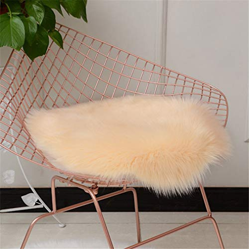 Deike Mild Rund Sitzkissen Faux Lammfell Schaffell Sitzauflage Fell Optik Nachahmung Wolle Teppich Stuhl Sofa Matte (Beige,45cm)