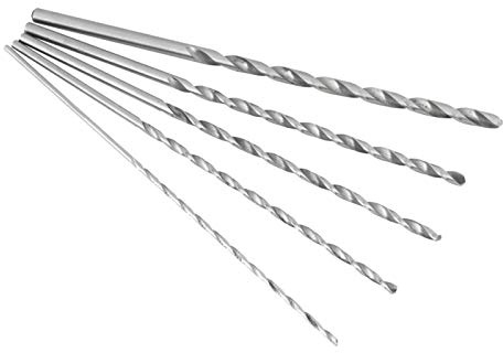 5-teilige extra lange Spiralbohrer Hochgeschwindigkeits-Spiralbohrer aus Stahl mit geradem Schaft 2-5 mm für Holz, Kunststoff und Aluminium