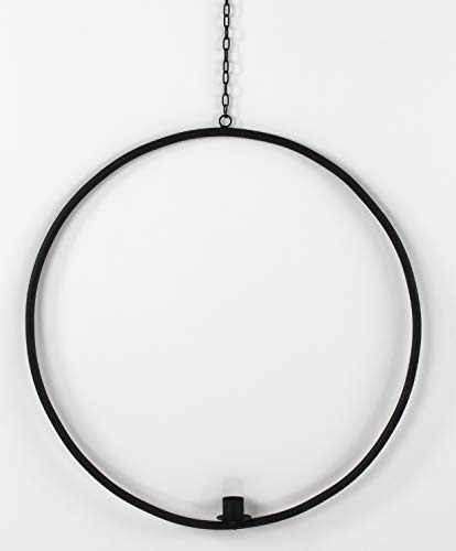 Werner Voss Metallring z. Hängen mit Stabkerzenhalter Schwarz D36cm Deko Ring