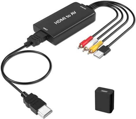 AMANKA Adaptateur HDMI RCA, HDMI vers 3RCA CVBS AV Composite Video Audio Convertisseur Adaptateur Compatible avec DVD TV PS3 VHS VCR STB Blue-Ray Projecteur