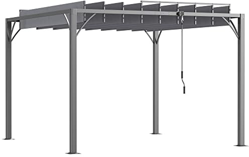 Outsunny Pergola 3 x 3 m bioclimatica a lamelle orientabili in stile contemporaneo Struttura in alluminio UV 50+ - grigio