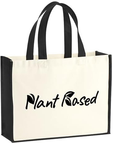Huuraa Jute bag Plant Based Blätter Gift shopper shopping bag Black 21 liters jute and cotton Plant Based Blätter Attention