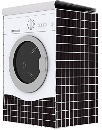 Odot Waschmaschinenabdeckung Staubdicht Wasserdichter Sonnenschutz für Frontlader-Waschmaschine Staubdichte Abdeckung Tumble Waschmaschine Trocknerschutz (L-Kapazität 7kg,schwarzes Plaid)