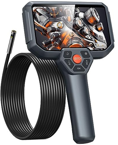 DEPSTECH Endoskopkamera mit Licht, 5 Zoll IPS Bildschirm Dual Lens Endoskop, Kanalkamera, Inspektionskamera, Rohrkamera, Schlangenkamera, 6+1 LEDs/32G Karte/IP67 Wasserdicht/Werkzeugkasten - 5M