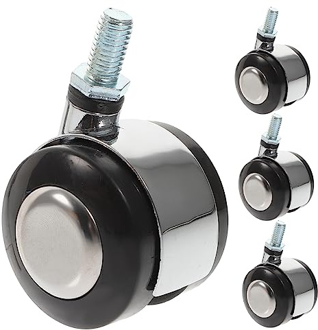 CIMAXIC Universal Wheel with Brake 4Pcs Zinc Alloy Swivel Castors for Office Chair Furniture Trolley Replacement Threaded Stem Smooth Rolling