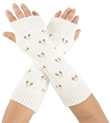 YAMEIZE Y2K Damen Fingerlose Ripped Handschuhe - Warm Arm Winter Handschuhe Fairy Grung Kleidung Arm Gestrickt Warmer Gestrickt Halloween Outdoor