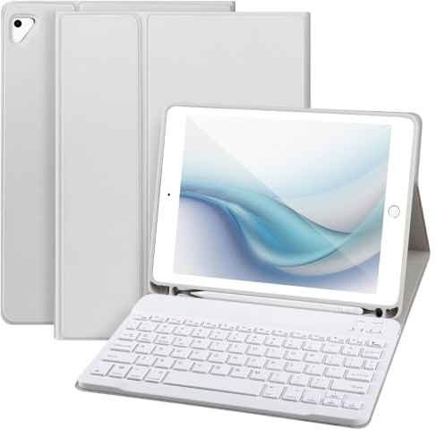 Funda con teclado para iPad de 9.7 pulgadas para iPad de 6ª generación 2018, iPad 5ª generación 2017, teclado Bluetooth para iPad Air 2/1, Pro de 9.7 pulgadas, funda con teclado iPad de 6ª generación