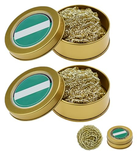 Lötspitzenreiniger Lötkolben Spitzenreiniger Messing-Spitzenreiniger-Kit,Weich Gewickelte Messing-Spitzenreiniger-Kit Reinigungsdraht Scrubber Reiniger lötkolben reiniger und Halter (2 Stück)
