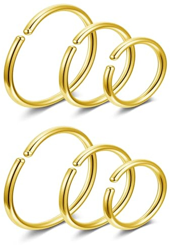 AllerPierce 14 Stück 20G Nasenpiercing Set Fake Nasenring Nasenstecker aus Chirurgenstahl Nasenpiercingschmuck für Nase Lippe Tragus Knorpel Helix Gold Rosegold