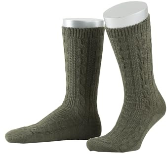 Lusana Trachtensocken Schoppersocken kurz mit Merino-Schurwolle für Herren & Damen | Trachtenschoppersocke mit 6 Zöpfen und verstärkter Ferse und Spitze | Qualität aus Deutschland