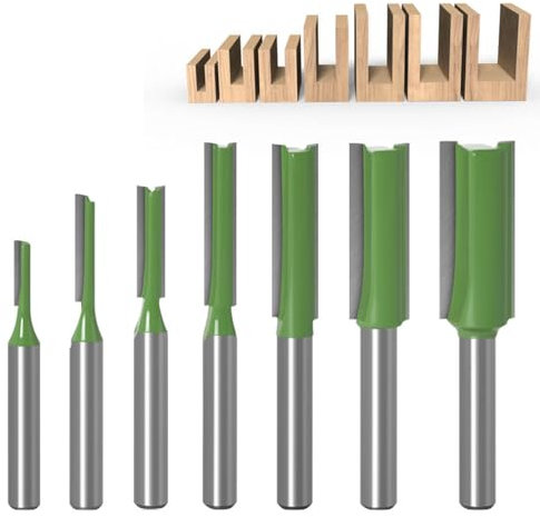 Frese Lavorazione Del Legno,Frese Per Router Bit,Fresa Nel Carburo Di Tungsteno Strumento,Gambo Fresa Set,Fresa Per Scanalature,Flauto Punta Dritta Fresa,3MM,4MM,5MM,6MM,8MM,10MMM,12MM,7 Pezzi,Kiuiom