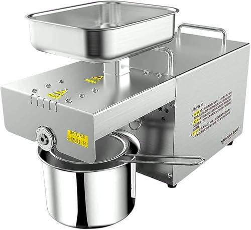 AFLEPCBRQ Automatic Oil Press Machine 600w Household Oil Press Small Stainless Steel Oil Press Fast Heat Dissipation Round Hopper 18x44.5x31.5cm