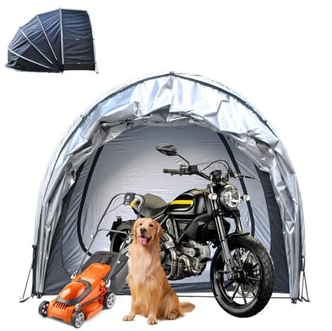 YSMSMZJK Bike Storage Hanging 2 in 1 Motorcycle Tent with Double Doors for 2-5 Bikes Bicycle Cover Bike Tent,Black