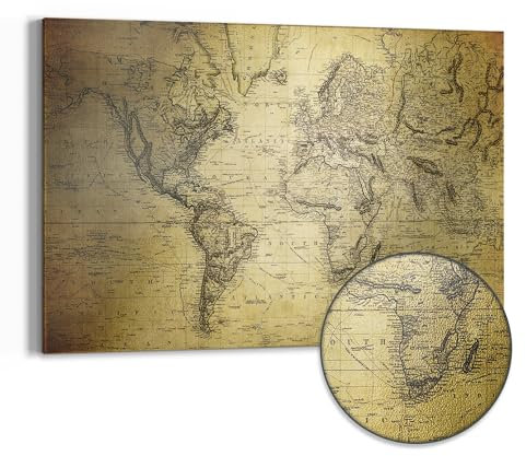 DEQORI Metall Magnettafel | 60x40 cm cm groß | Motiv Alte Weltkarte | Whiteboard für alle Magnete | Magnetboard Wand-Tafel für Küche & Büro | Design Magnetwand Pinnwand magnetisch