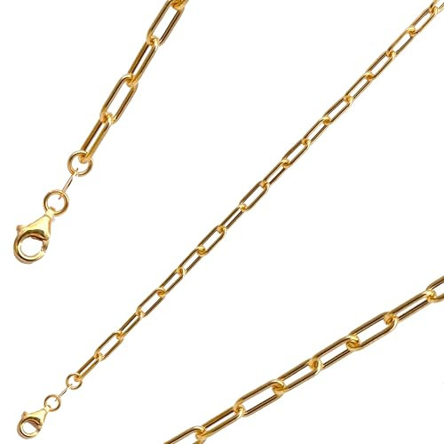 G & J Paper Clip Armband/Halskette 585/14Karat Gelbgold 3,5mm 19-90cm für Damen Made in Germany (45cm)