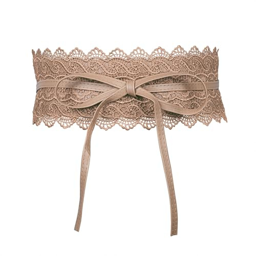 MILAKOO Cintura da Donna in Vita Larga in Pizzo Morbido con Coulisse Tassel Ladies Wide Tie Belt Obi Wide Wrap Waist Band Tie Belt for Dress Wedding Party
