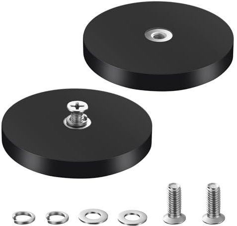 Adiwo Neodym-magneter gummerade, Ø 66 mm magnetisk monteringsbas, för fordon, lampor, fastsättning av verktyg, skruvar öglor eller krokar, sällsynta jordmagneter, lastsäkring, 2 stycken