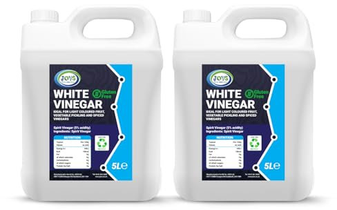 JOVS White Vinegar 2x 5l | 5% Acidity Food Grade | Perfect for White Vinegar Cleaning, Pickling, Cooking and Baking | Natural Multi-purpose Mould Remover and Household Cleaner