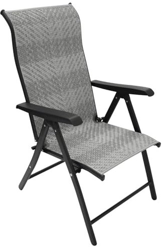 DEGAMO Klappsessel Gartensessel Antibes Hochlehner, Metall und Polyrattan grau, 7-Fach verstellbar, faltbar, Outdoor