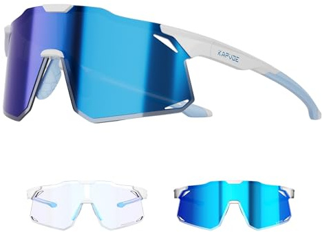 KAPVOE Occhiali Ciclismo Fotocromatici Uomo Occhiali da Sole Sportivi Donna TR90 Occhiali Bici da Corsa Trasparenti Occhiali MTB Anti-UV400 Occhiali da Ciclista Bicicletta Mountain Bike Running K347