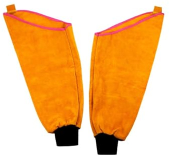 LIFKOME Mangas de Soldadura de Cuero Amarillo, Protección Térmica | Resistentes a Llama y Salpicaduras, Suministros de Soldadura, para Brazo de Soldador Color Aleatorio
