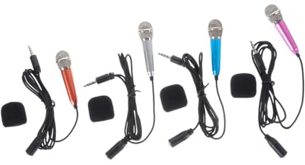 Warmhm 4 Stück Kleiner Handmikrofone für Heim Karaoke Gesangs und Aufnahme Apps Handlich für Kinder Metall aus Aluminiumlegierung