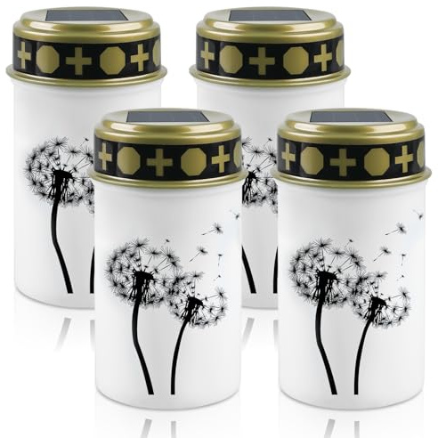GBKDQQ 4 Stück LED Grablicht, LED Grabkerzen Friedhofskerzen Wasserdichtes Batteriebetriebene Grableuchte Grablichter für den Außenbereich