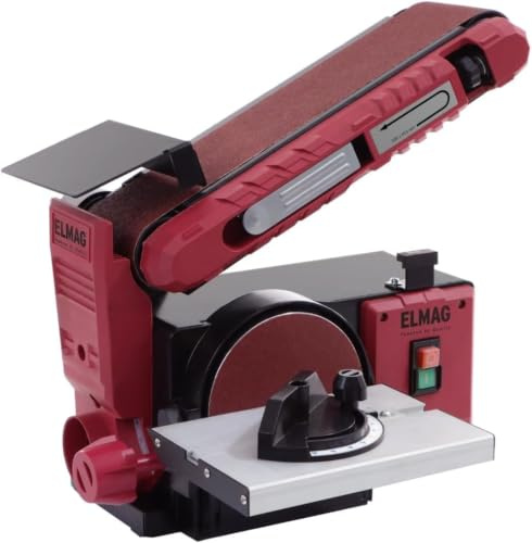 ELMAG Kombi-Schleifmaschine KSM 100/150 BTS | 2-in-1 Bandschleifer & Tellerschleifer | Präzises Schleifen von Holz, Metall & Kunststoff | 0-90° verstellbar | inkl. Poliereinrichtung | 370 W & 230 V