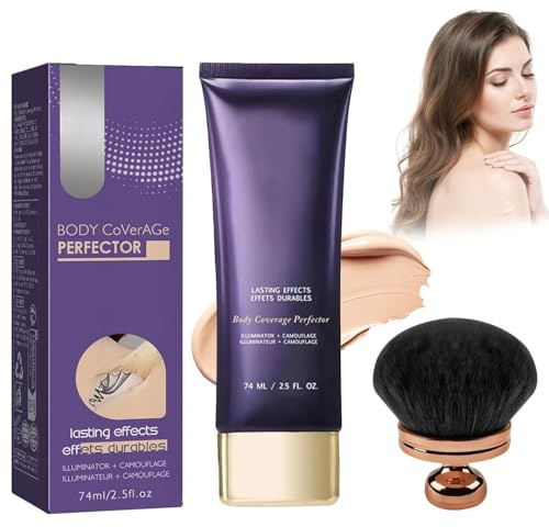 Body Coverage Perfector für Beine, All Over Complexion Perfector mit Pinsel, Bein Make Up Wasserfest, Tattoo Abdeckung Wasserfest, Abdeckcreme für Besenreiser, Langanhaltend Körper Make Up