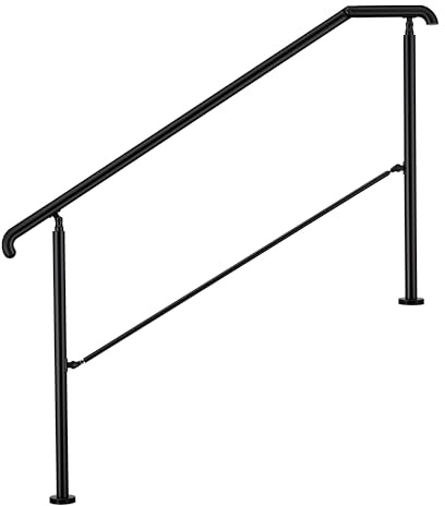 AICA Edelstahl-Treppengeländer für 4–5 Stufen (162 cm, schwarz), Winkelverstellbares Geländer, Eingangsgeländer für Hauseingänge sowie Innen- und Außenbereiche