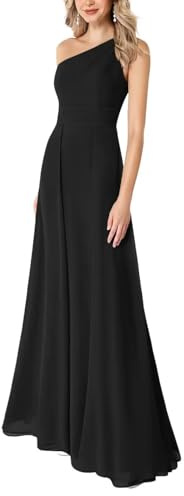 Damen One Shoulder Chiffon Brautjungfernkleider Lange Off Shoulder Ballkleider A-Linie Formelles Abendkleid