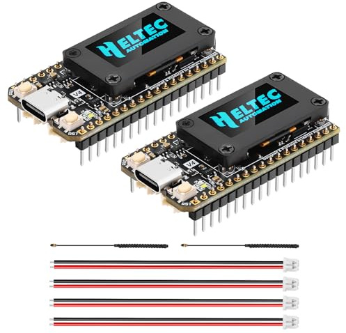 Meshnology 2 st ESP32 LoRa V4 utvecklingstavla med ESP32-S3 SX1262 | LoRa Module 0,96 tum OLED-display WiFi Bluetooth 2 MB PSRAM 16 MB flashsupportar GPS & Solar LoRa antenn för AR duino