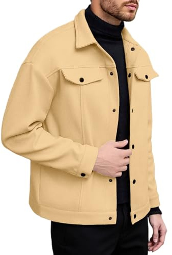 Generisch Camisas para hombre, camisa de traje regional, camisa para hombre, camisa de lana de invierno, amarillo claro, XL