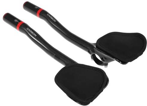 Aumotop Robuste Barre Aerodinamiche per Bicicletta in Fibra di Carbonio, Barre Manubrio per Ciclisti di Triathlon, Rosso, 1 Paio (Rossa)