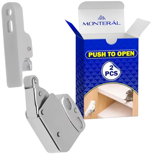 2 Piezas Cierre Amortiguado Puerta con Completo con 4 Piezas Tornillos Ø3,5 x 25 mm y Ø3,5 x 13 mm - Cierre Push to Open para Espacio Entre Fachada y Carcasa Mínimo 2,5 mm - MONTERAL