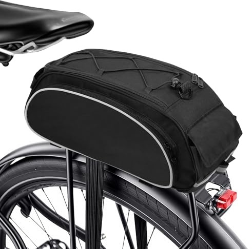 Alaoo Bolsa Asiento Trasero Bicicleta,10L3en1 Bolsas Alforja Bicicleta Neg | con Reflectantes y Bandolera Alforja,Bolsa Maletero Bicicleta,para Desplazamientos Diarios y Ciclismo