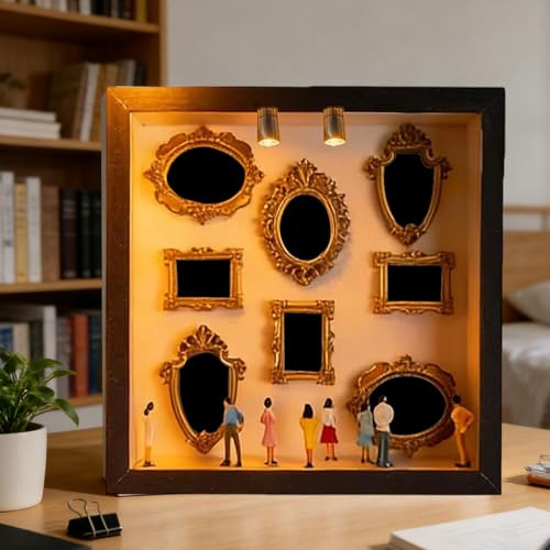 Scatola Fai Da Te Con Silhouette Mini Museo - Celebra I Tuoi Ricordi Unici Con Stile, Kit Cornice Scatola Ombra Con 8 Cornici Per Foto In Miniatura Con 8 Figurine Per Amici Di Coppie