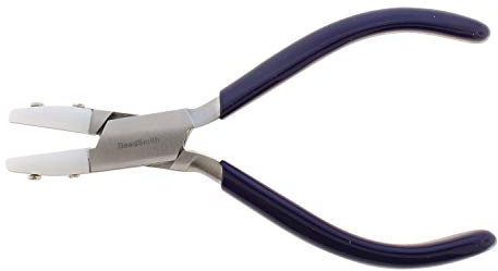 The Beadsmith Non-Marring Double Nylon Jaw Flat Nose Plier, 5.5 inches (140mm), Blue PVC grip, no spring, tool for protecting and straightening wire